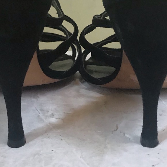 FENDI Suede Strappy Baroque Heels Sandals Mules Shoes Dressy Evening Leather  37 - Picture 13 of 16